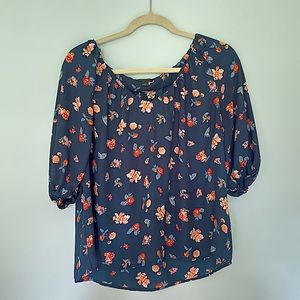 LAST CHANCE Ann Taylor Medium Teal Print Blouse